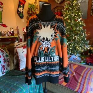 My Hero Academia Bakugo “Plush Ultra” Box Lunch Holiday Sweater XXL